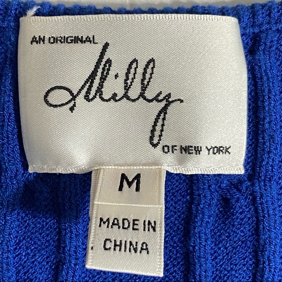 Milly of New York Medium Cerulean Blue Scoop Neck Cap Sleeves Sweater Dress 4636 - Picture 7 of 9